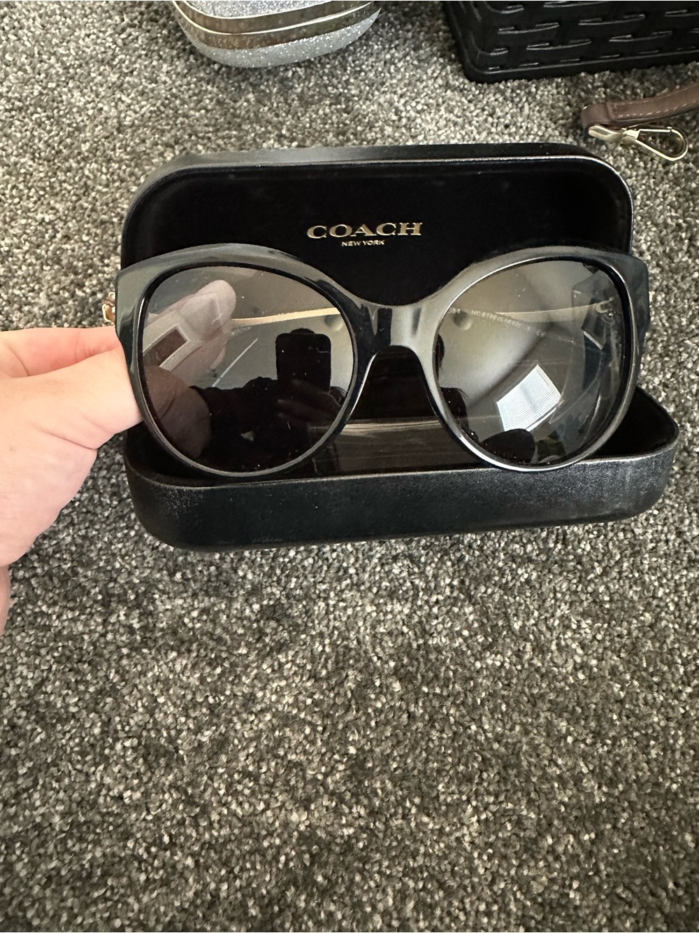 Coach Black Oversized Round Women's Sunglasses
